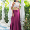 White Incut Multi Sequins Blouse With Pink Bridal Lehenga image 0