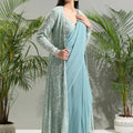Dusty Blue Jacket and Saree Set image 0