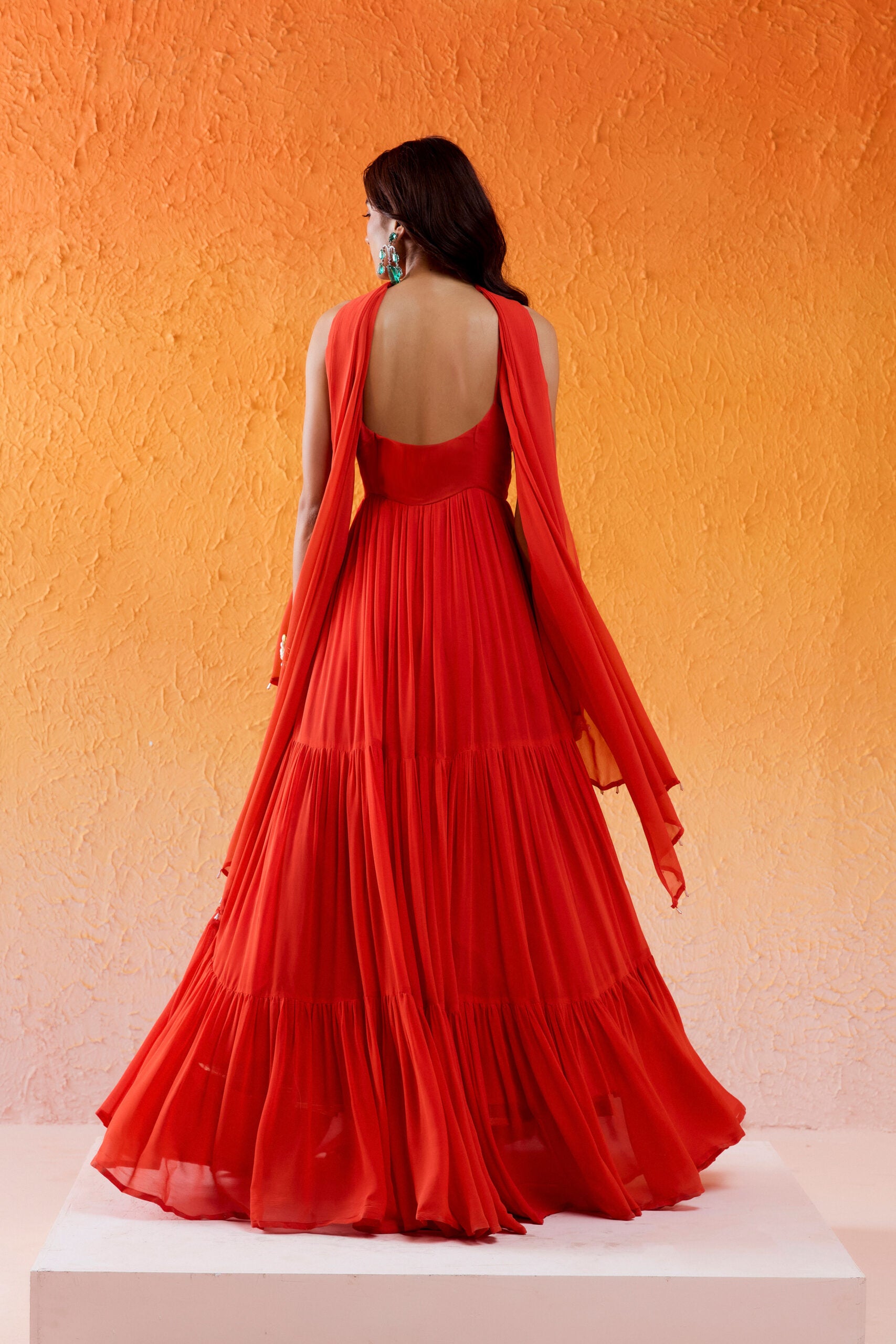 Scarlet Red Embroidered Anarkali Set image 1