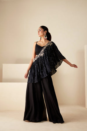 Midnight Black Cape Pants Set image 1