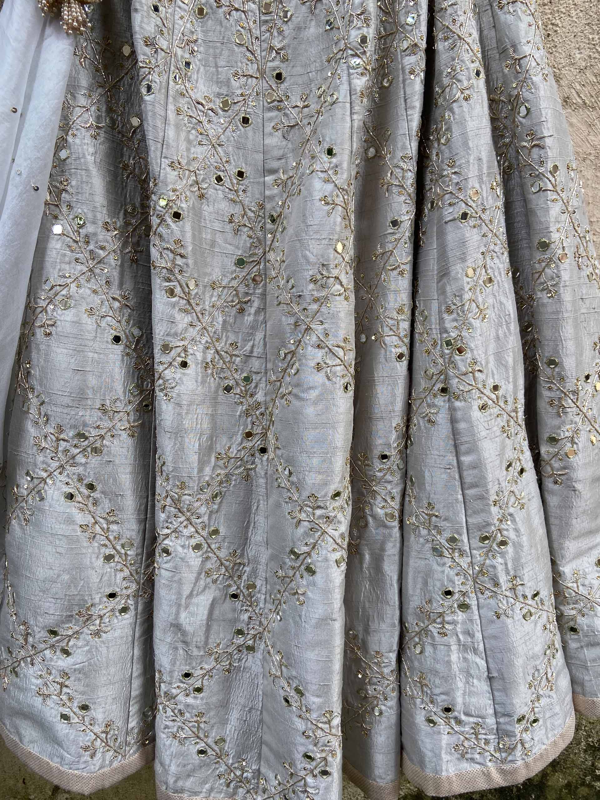 Smokey Grey Bridal Embroidered Lehenga Set image 2
