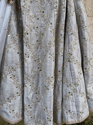 Smokey Grey Bridal Embroidered Lehenga Set image 2