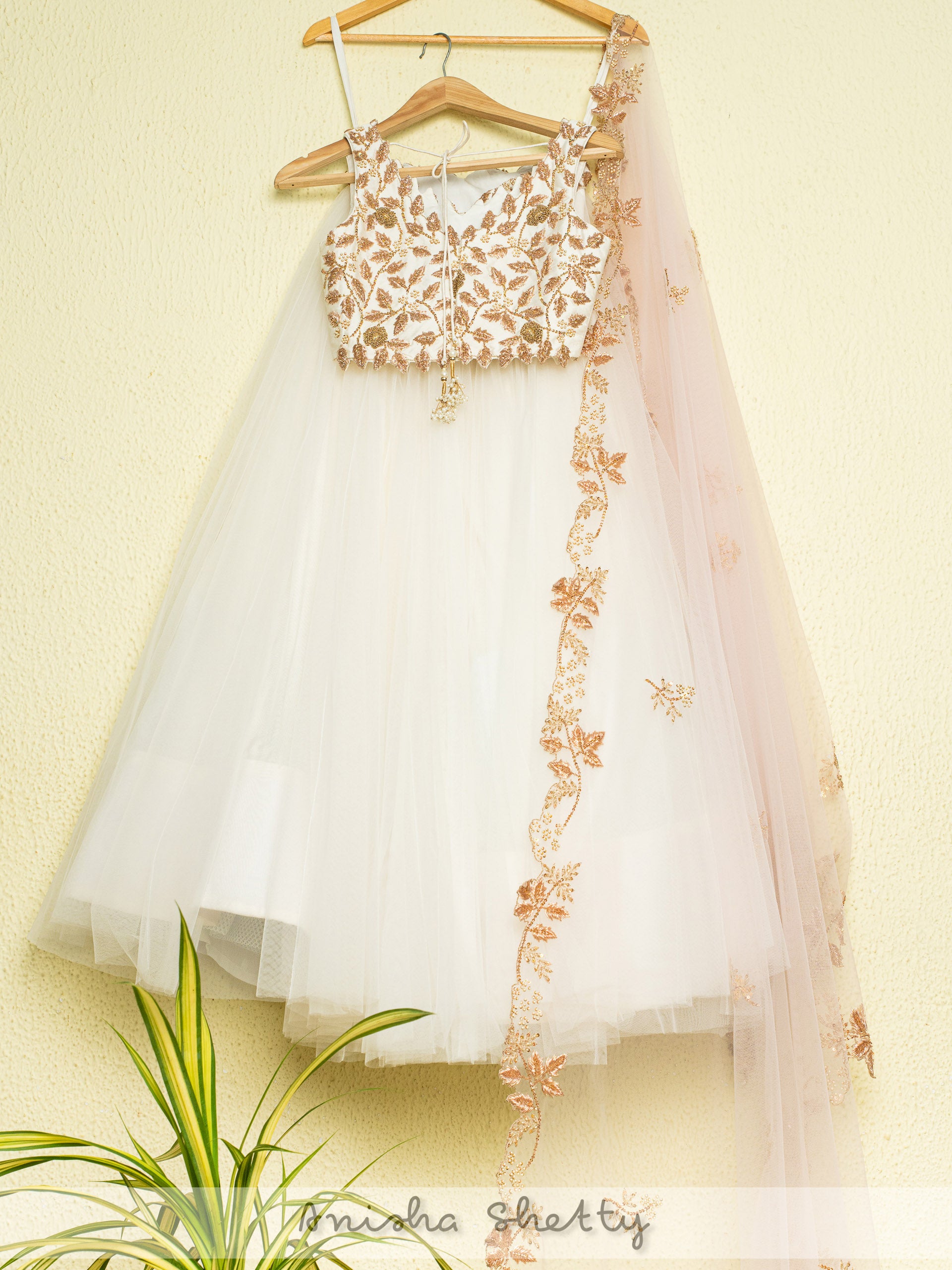 Ivory and Pink Zardosi Lehenga Set image 3