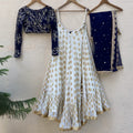 Ivory Lehenga with Navy Blue Blouse Set image 0