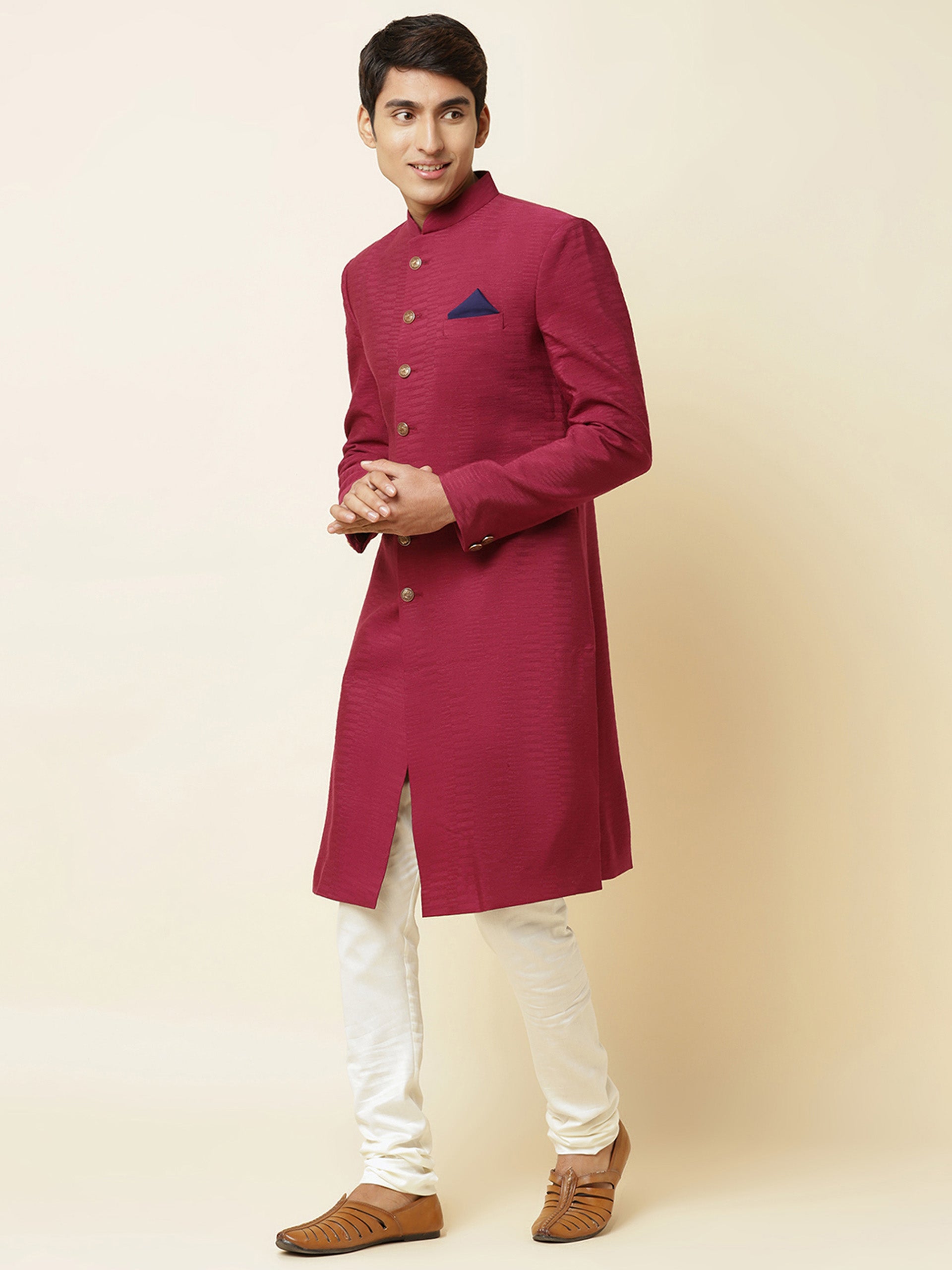 Burgundy Sherwani Set image 3