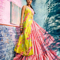 Candy Colour Printed Embraided Skirt Set image 0