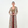 IB DHOTI SET PAIRED WITH EMBROIDERED BRALLETE AND JACKET image 0