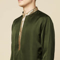 Olive Green Art Silk Kurta image 0