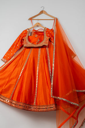 Persimmon Mirror Lehenga Set image 3