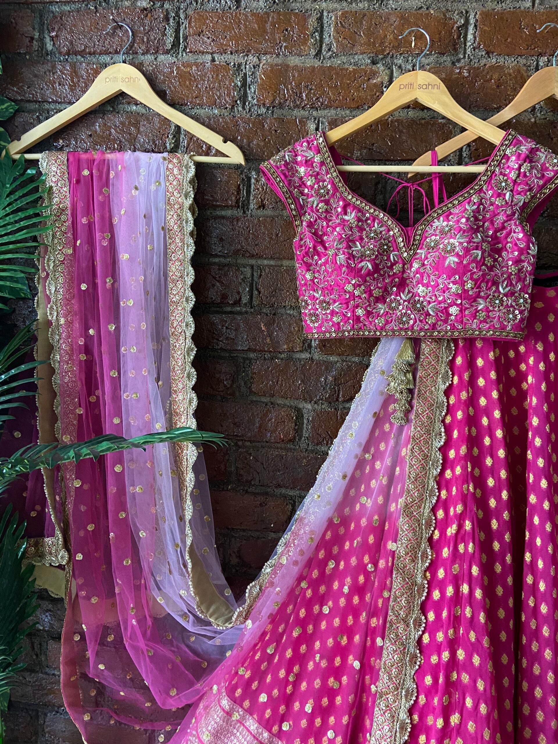Fuchsia Pink Sharmily Work Lehenga Set - M image