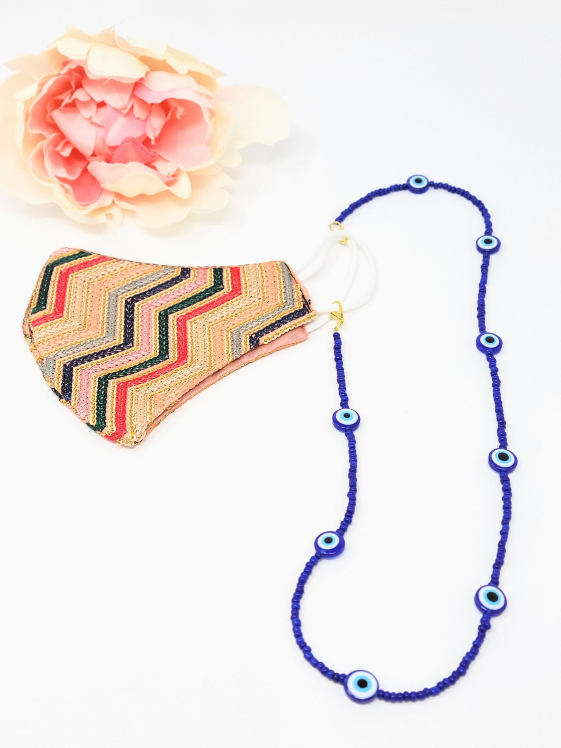 Blue Bead Evil Eye Mask Chain image 2