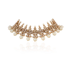 Off White Pearl and Jadtar Elegance Choker Set image 2