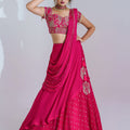 Pre Drape Dark Pink Lehenga Set image 0