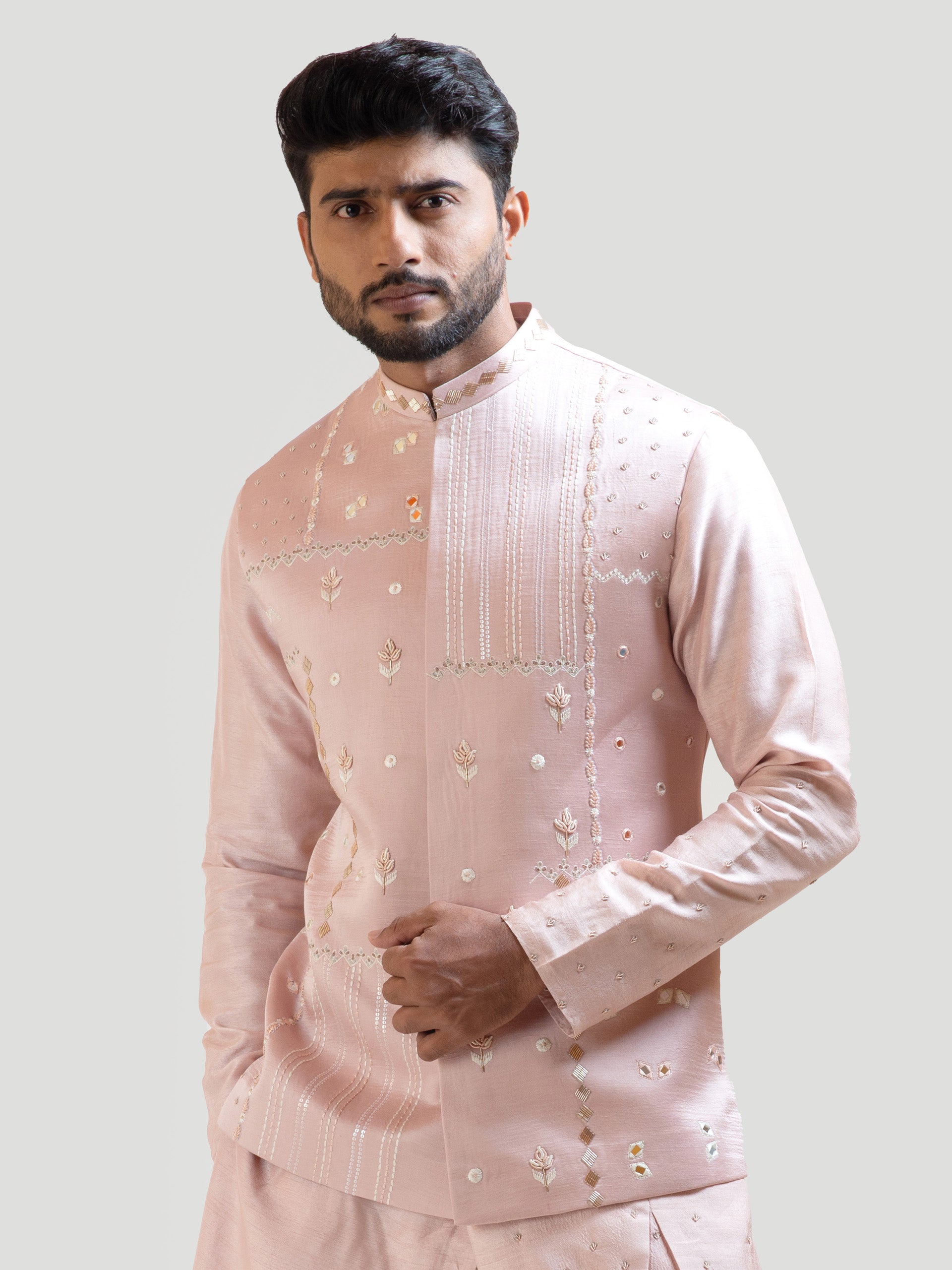 Onion Pink Mirror Nehru Jacket image 0