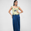 Peacock Highlighted Corset With Cowl Skirt image 0