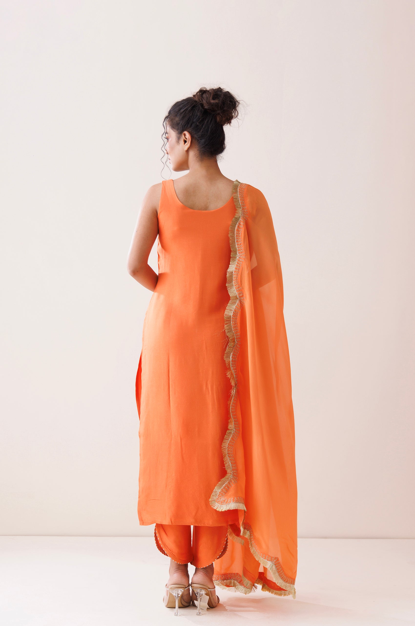 Orange Square Neck Kurta Set image 7