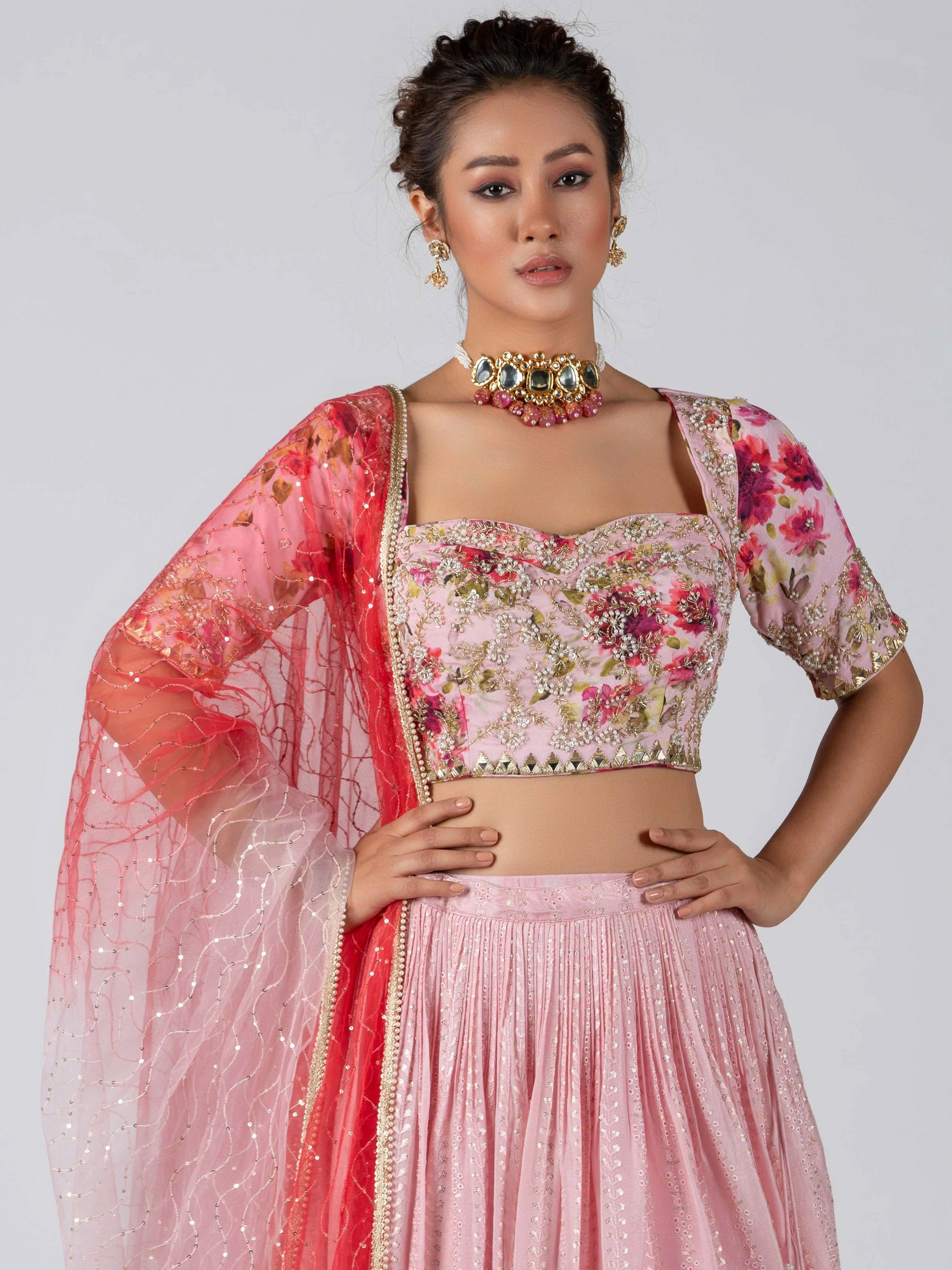 Light Pink Ombre Lehenga Set image 2