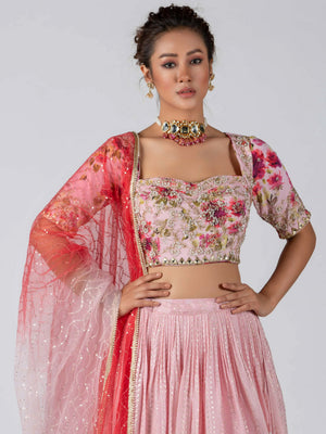 Light Pink Ombre Lehenga Set image 2