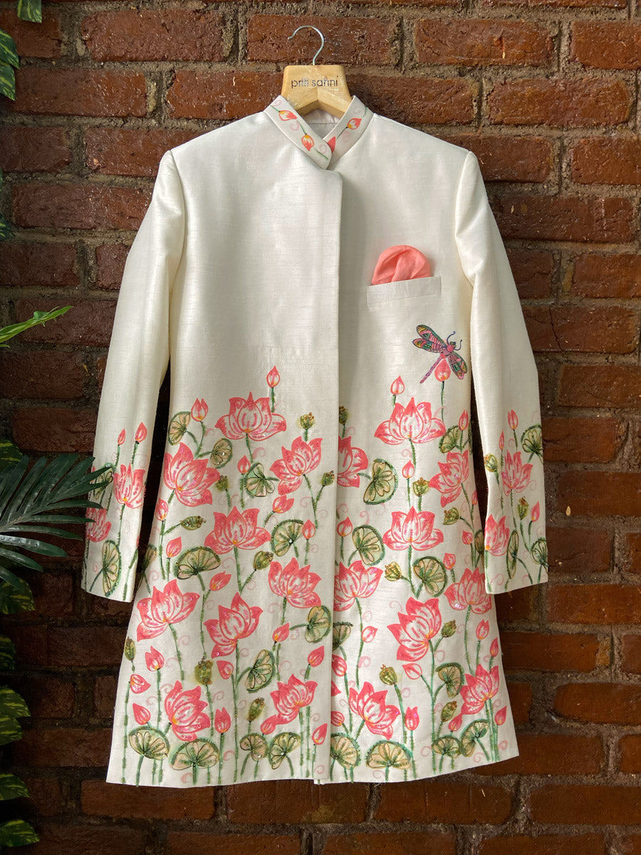 Lotus Hand Painted Sherwani Set - XS image