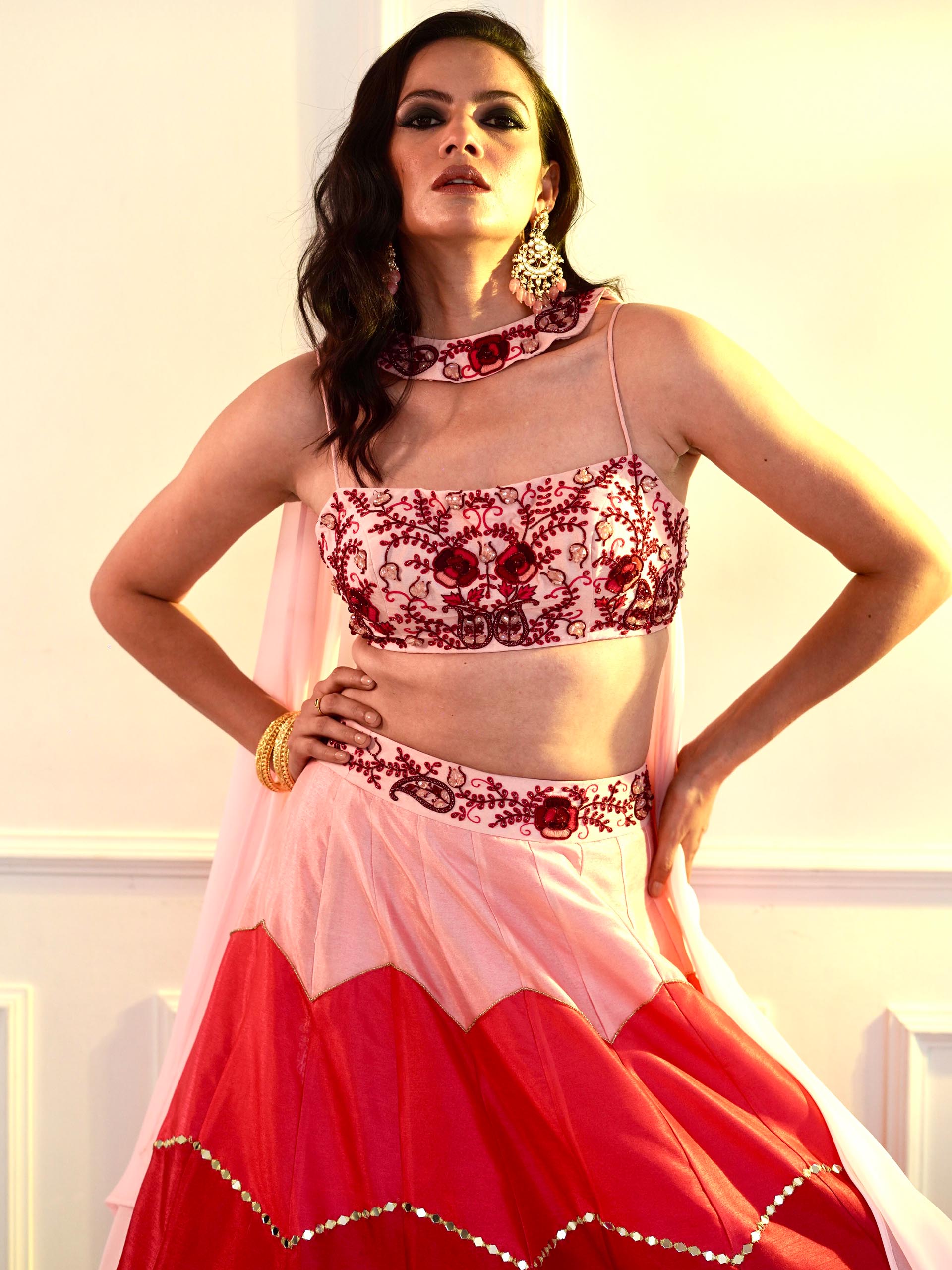 Poppy Pink Ombre Celeste Lehenga Set image 3