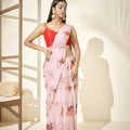 Blush Pink Floral Saree image 0