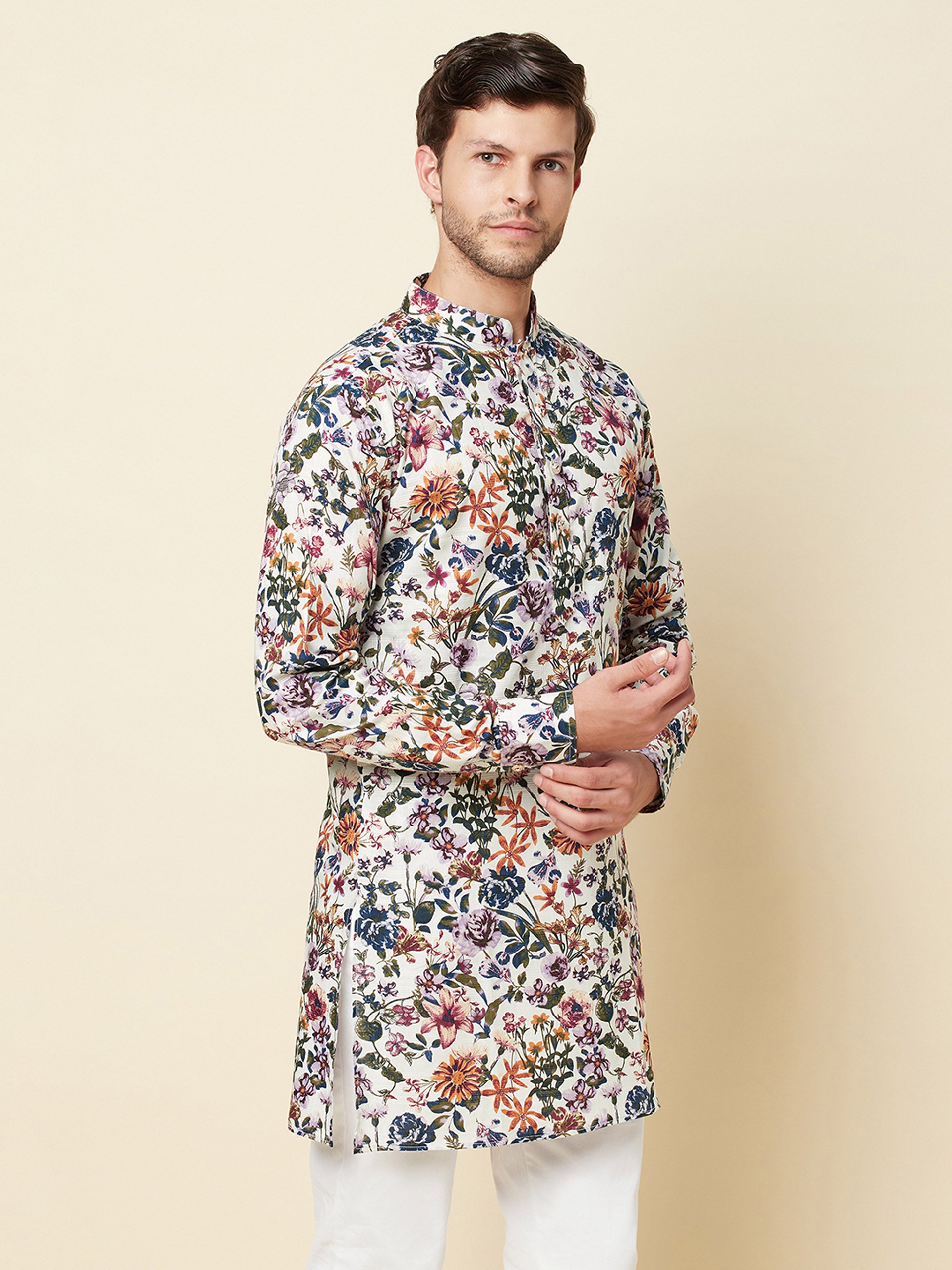 Floral Linen Kurta image 3