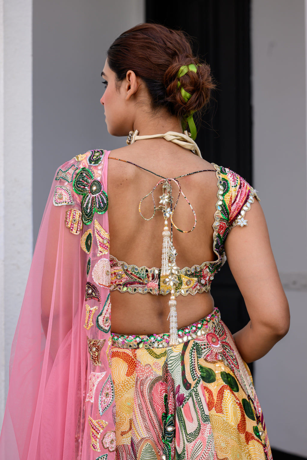 Flora Highlighted Lehenga Paidawn With Highlighted Blouse And Highlighted Applique Dupatta image 2