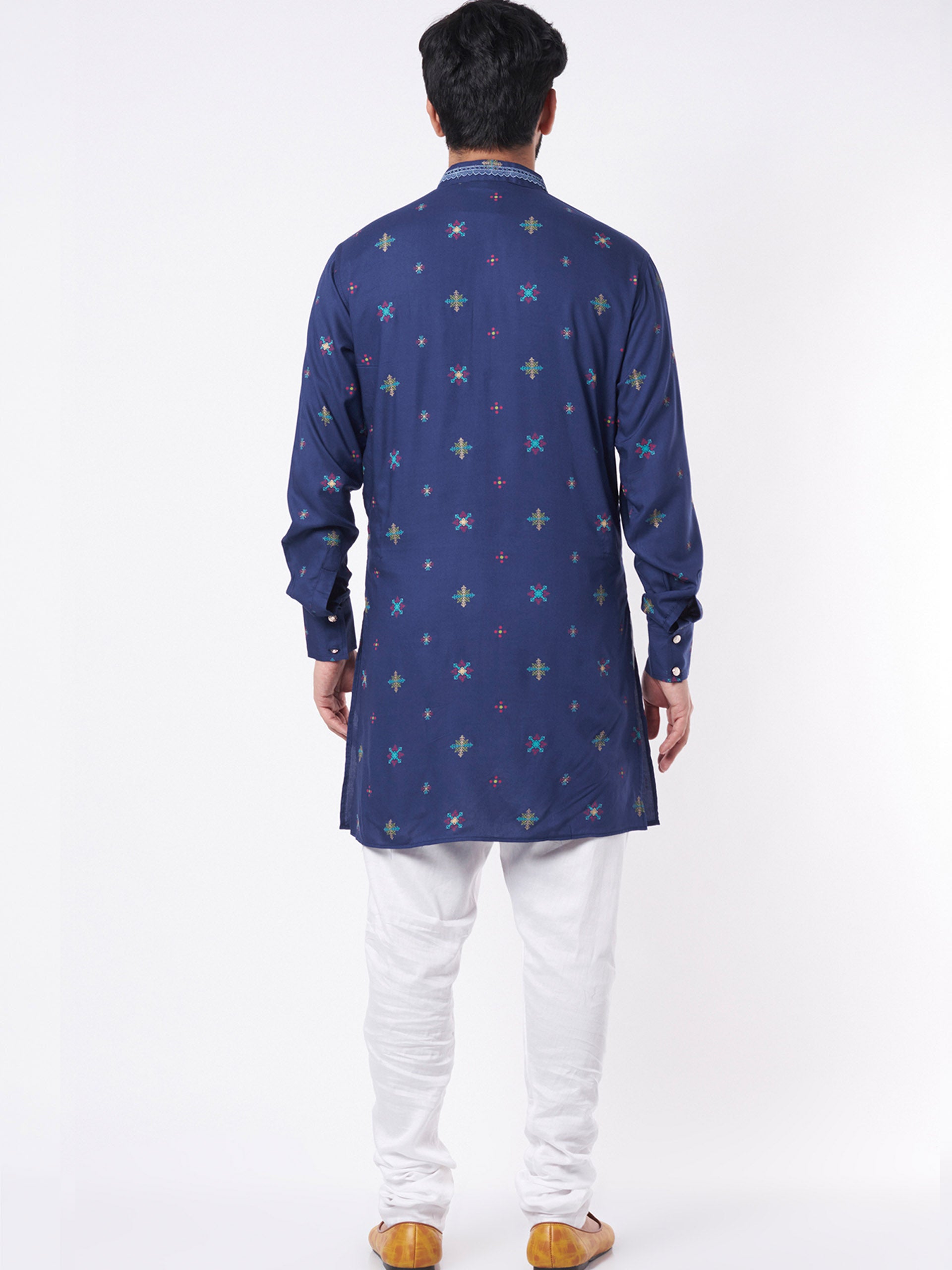 Blue Motif Kurta Set image 2