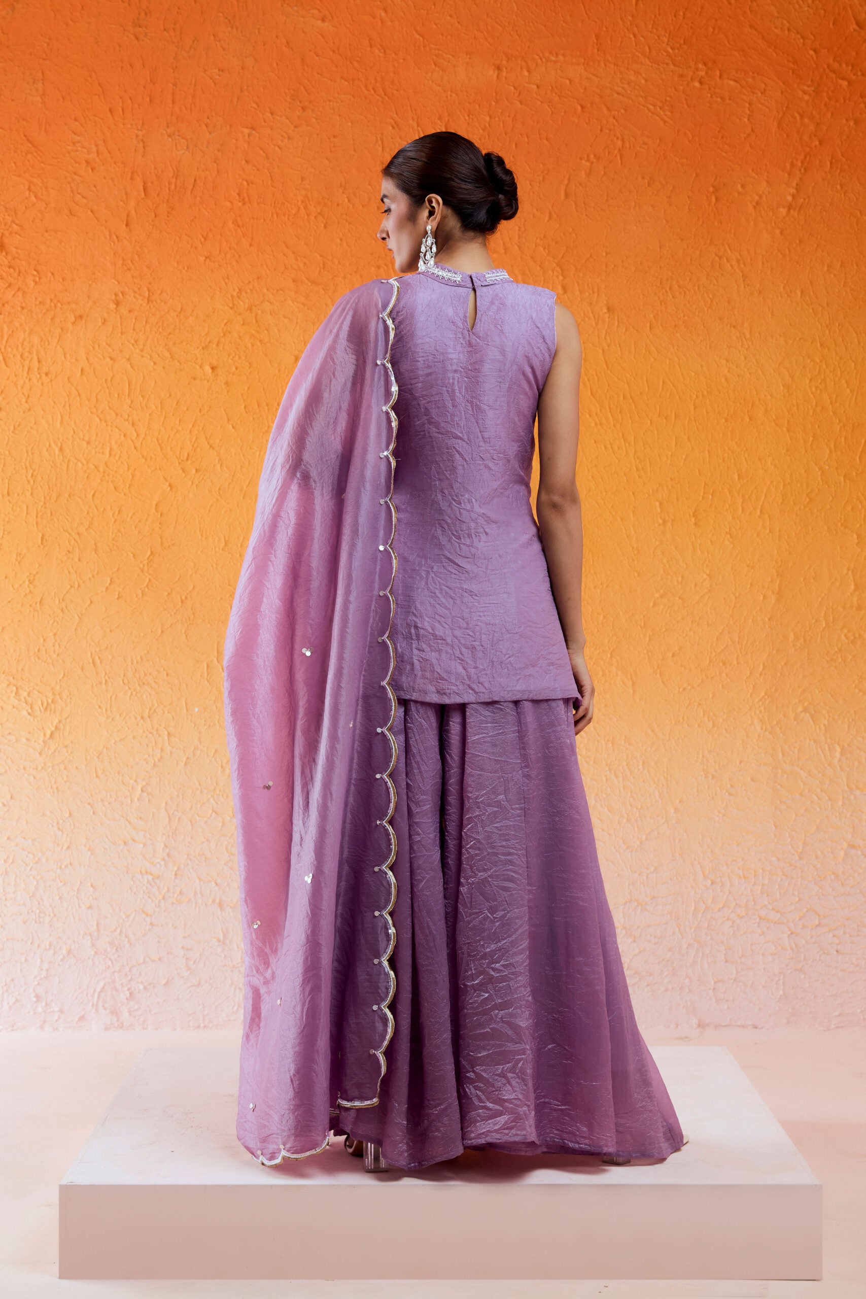 Lavender Embroidered Sharara Set image 5