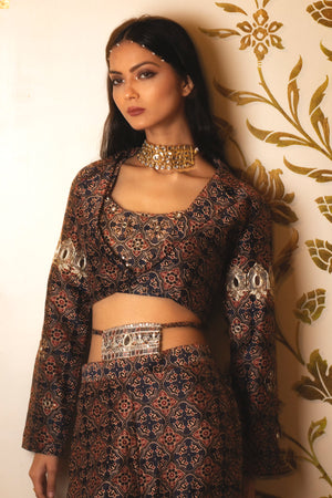 Ajrakh Print Tie-at-Waist Pant Coat Set image 5