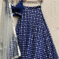 Royal Blue Lehenga with Silver Dupatta image 0