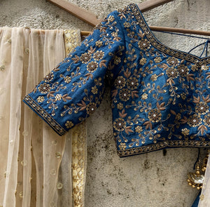 Peacock Blue Embroidered Lehenga Set image 4