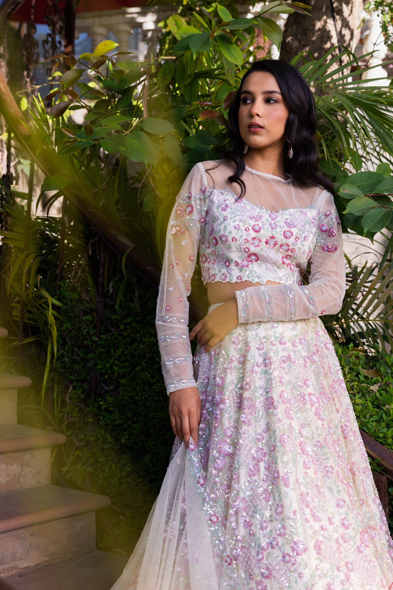 Off-White Net Embroidered Lehenga Set image 1