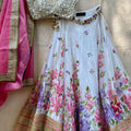 Ivory Handpainted Bridal Mirror Lehenga Set image 0