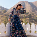Navy Blue Floral Crepe Georgette Dress image 0