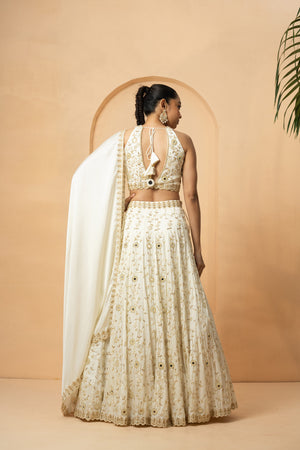 Ivory Mirror and Pearl Embellished Lehenga image 4