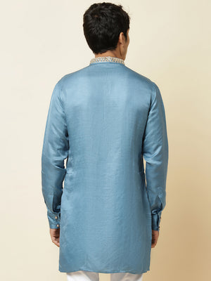 Blue Satin Kurta image 2