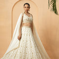 Ivory Mirror and Pearl Embellished Lehenga image 0