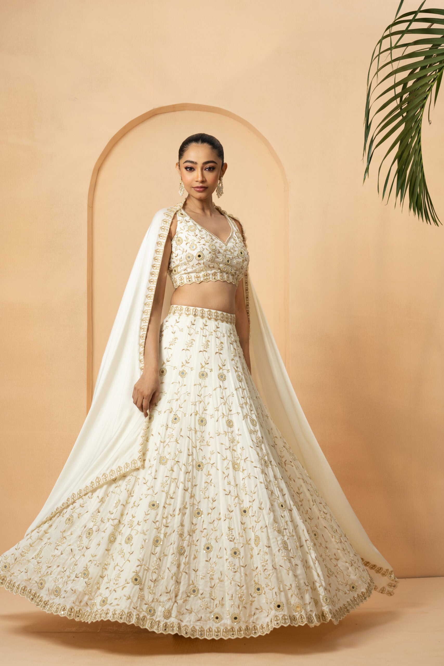 Ivory Mirror and Pearl Embellished Lehenga image 0