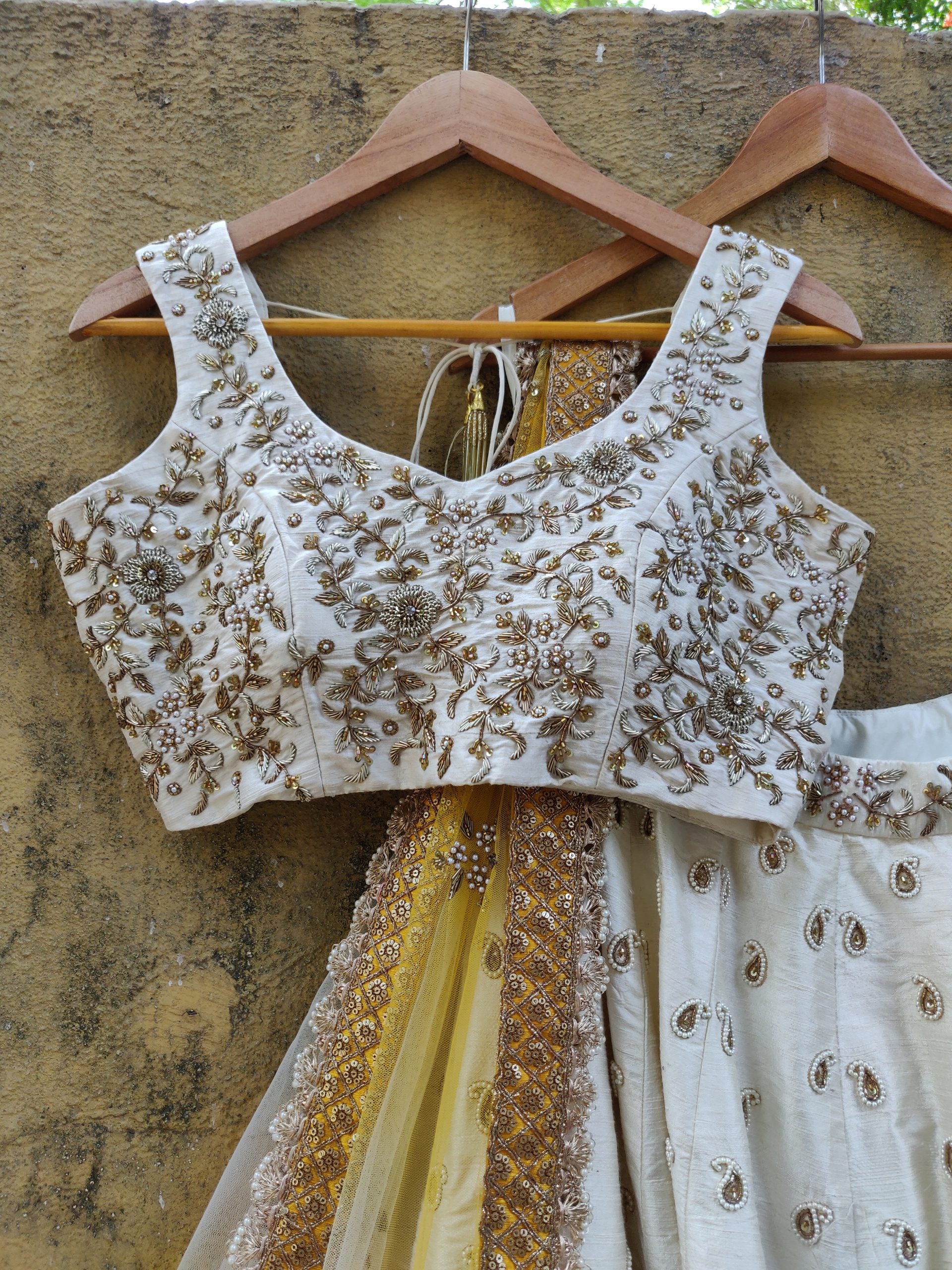 Ivory Lehenga Set with Shaded Dupatta image 2