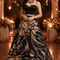 Black Bustier teamed with black and molten gold woven skirt with cancan image 0