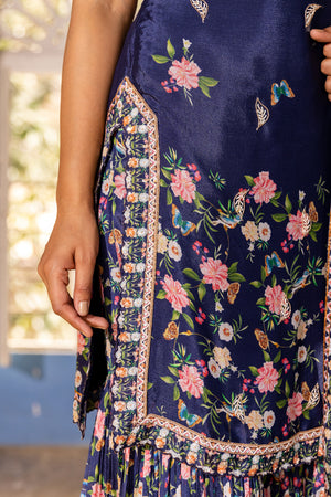 Navy Blue Georgette Kurta Set image 5