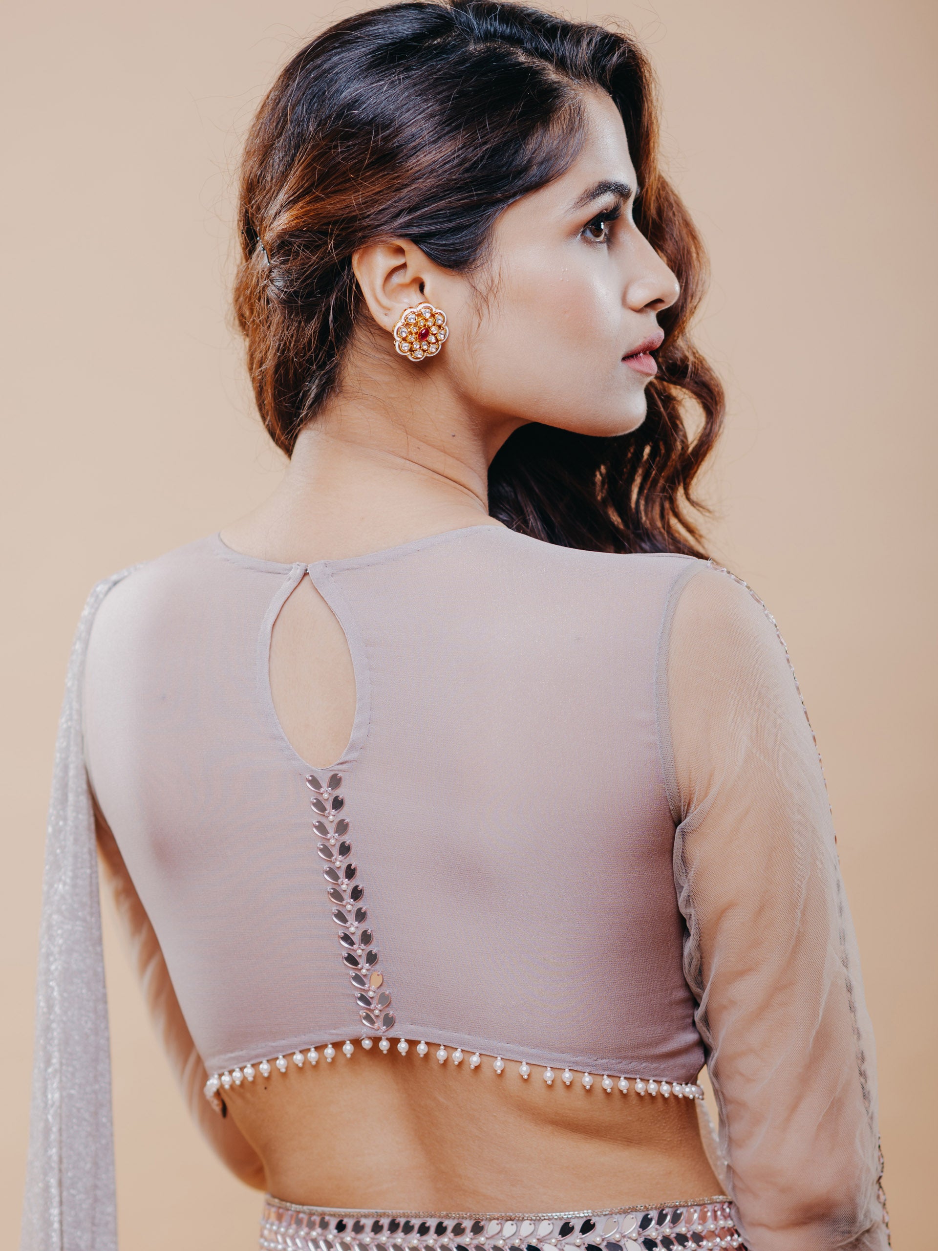 Rose Gold Skirt Saree Set image 2