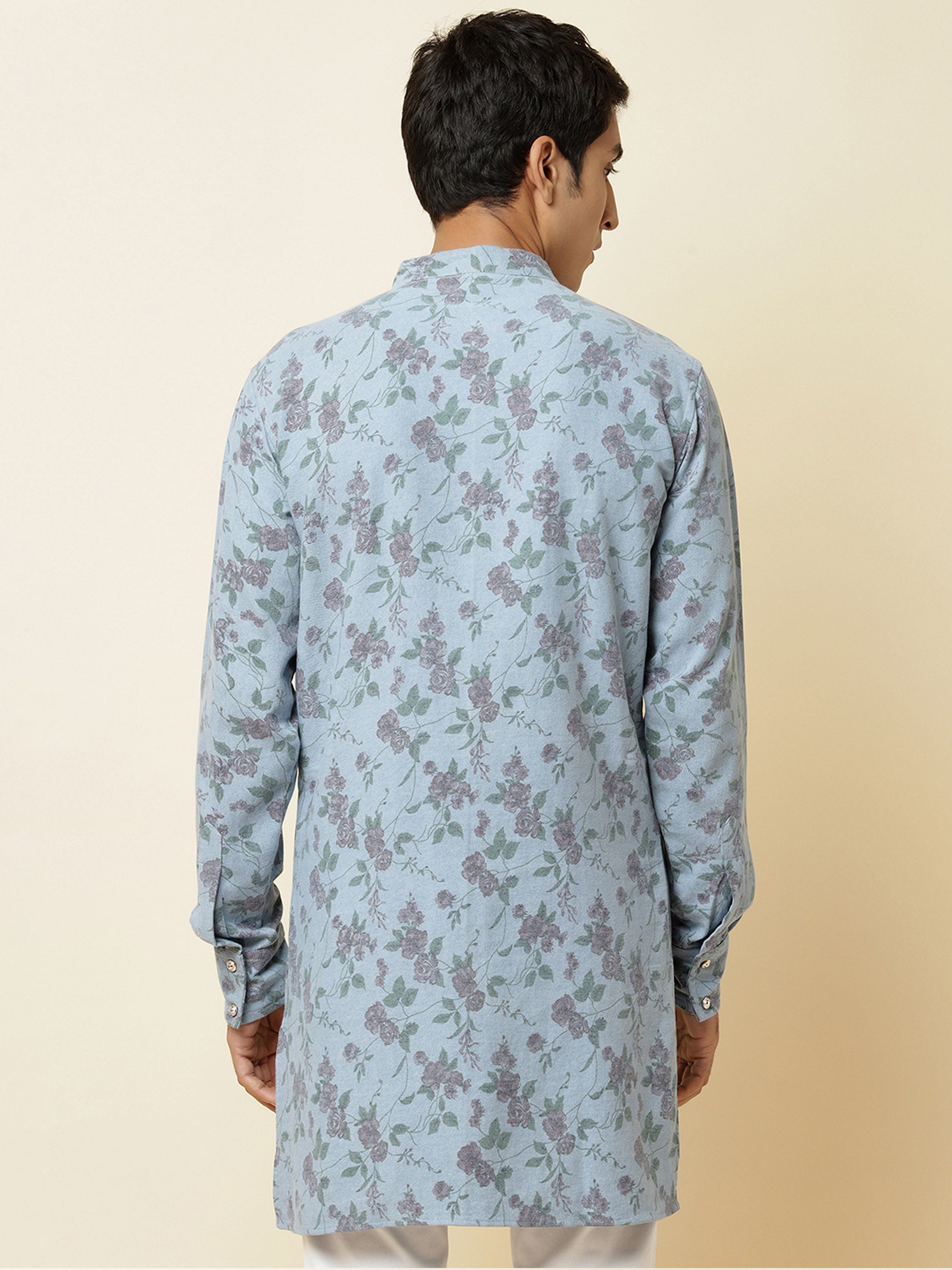 Denim Rose Print Kurta image 4