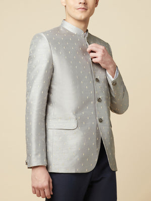 Grey Embroidered Jodhpuri Jacket image 3
