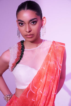 Tangerine Sea Saree image 2