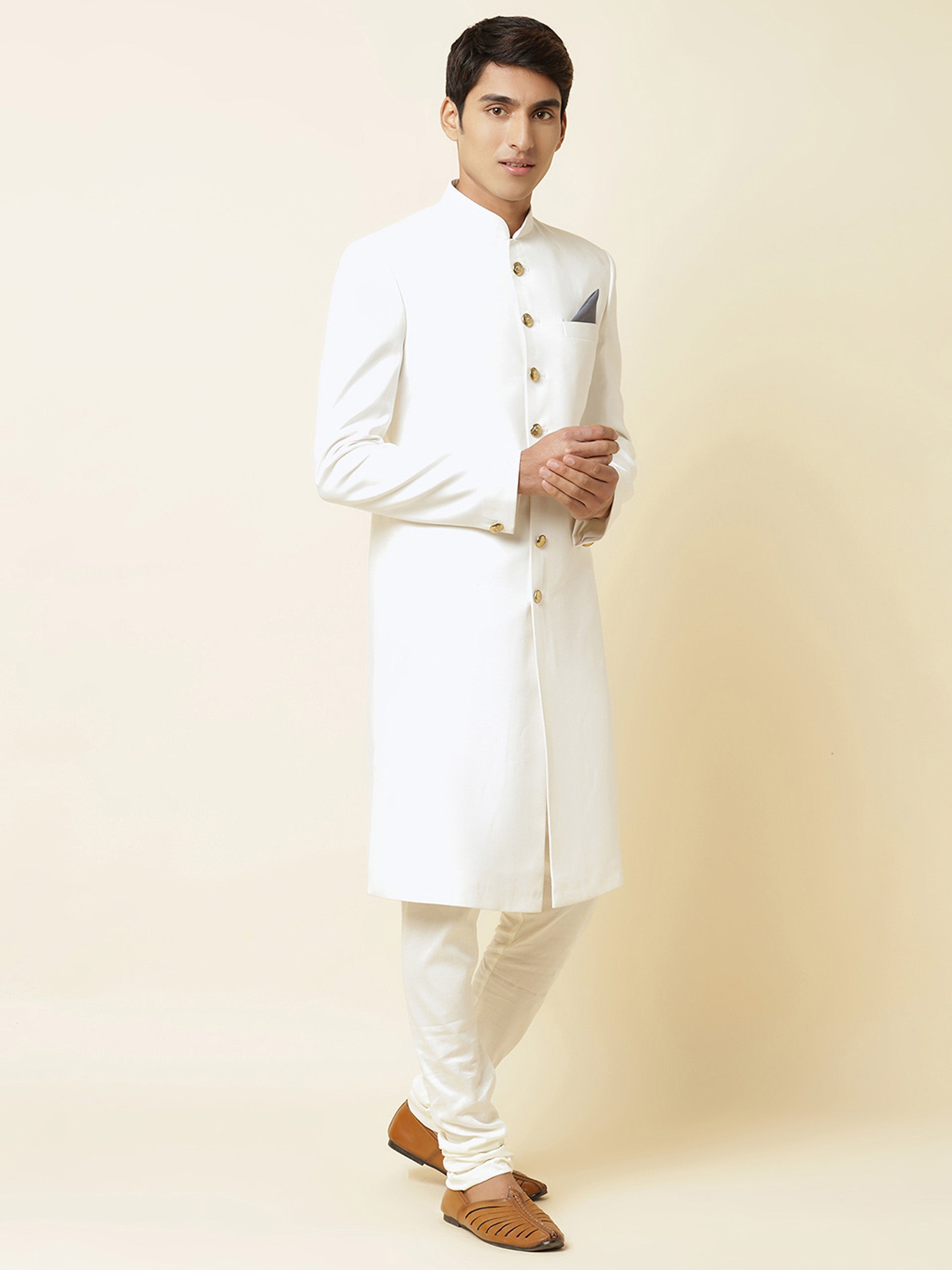 Pure White Sherwani Set image 3