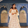 Off-White Georgette &amp; Organza Embroidered Lehenga Set image 0