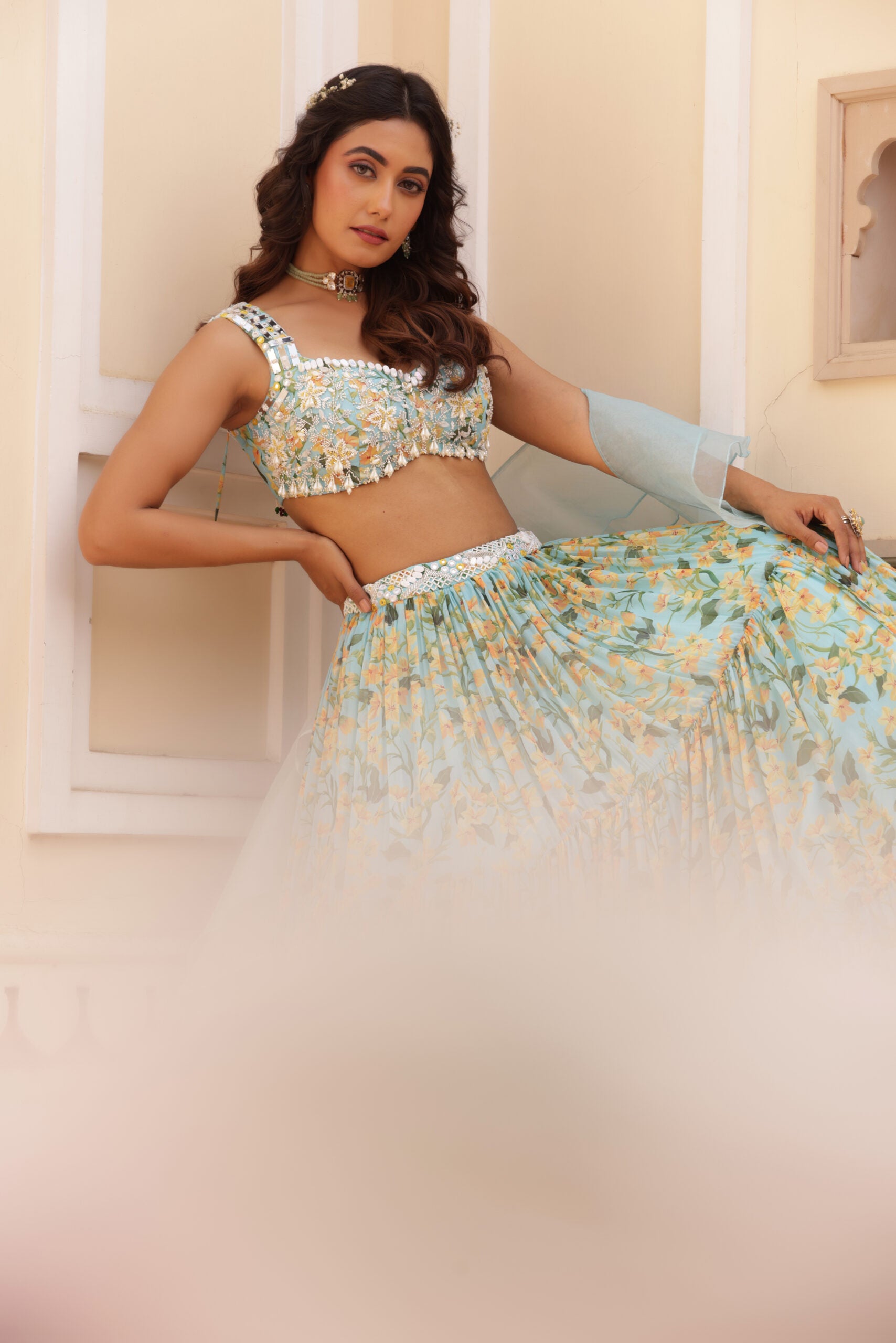 Three Tier Embroidered Lehenga image 1