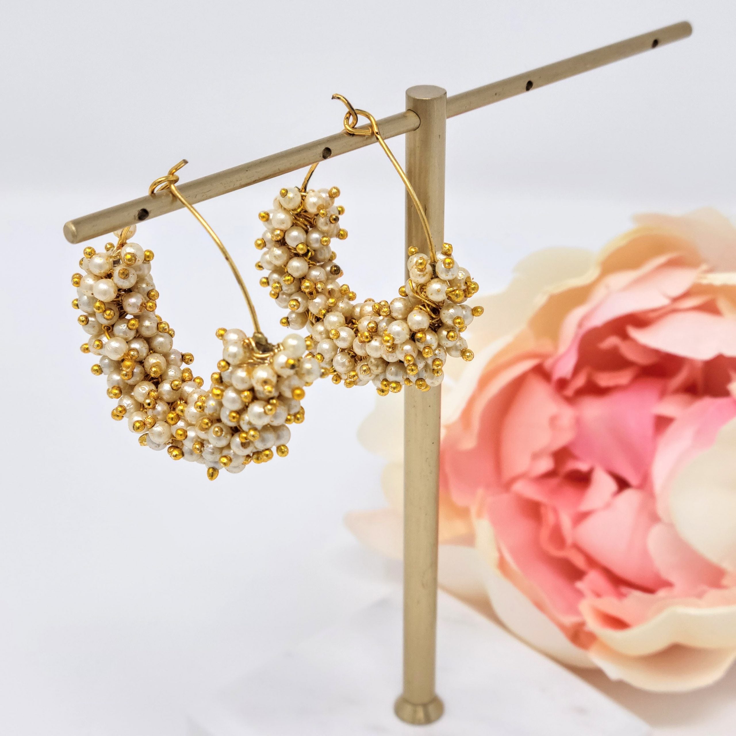Mini Pearl Hoop Earrings image 2